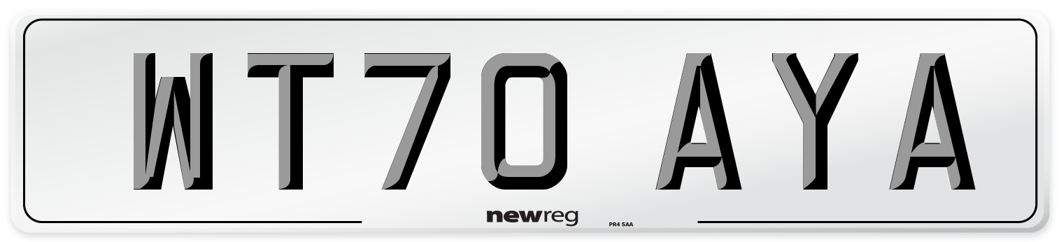 WT70 AYA Number Plate from New Reg